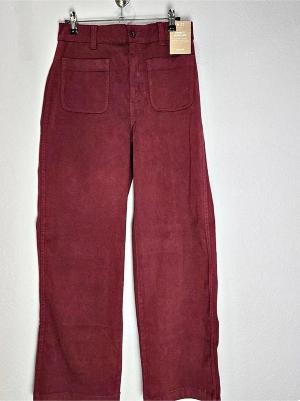 Madewell The Emmett Wide-Leg Pant Wide-Leg Pants Red Waist 27